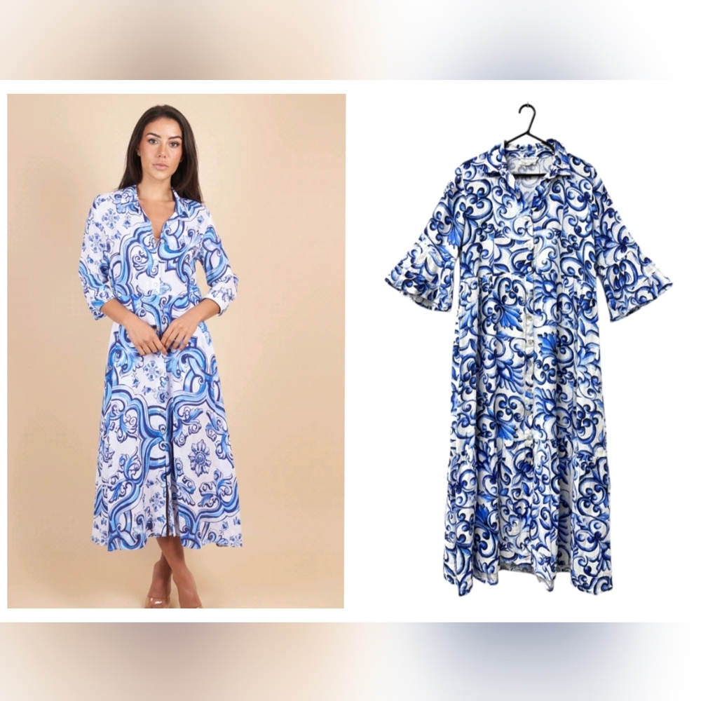 Stella Moda: Blue and White Capri Dress